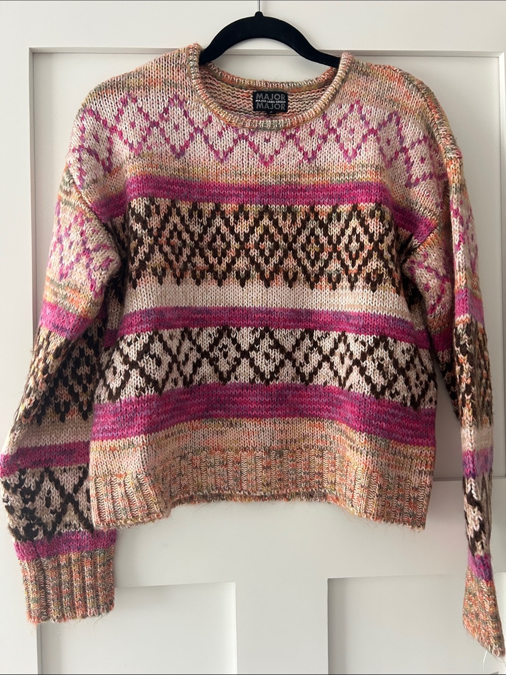 Dry Goods Major Label Group Pink Fair Isle Sweater